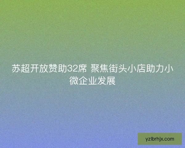 苏超开放赞助32席 聚焦街头小店助力小微企业发展