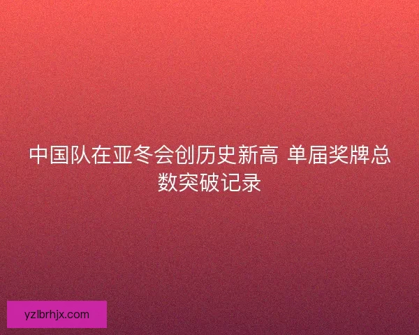中国队在亚冬会创历史新高 单届奖牌总数突破记录